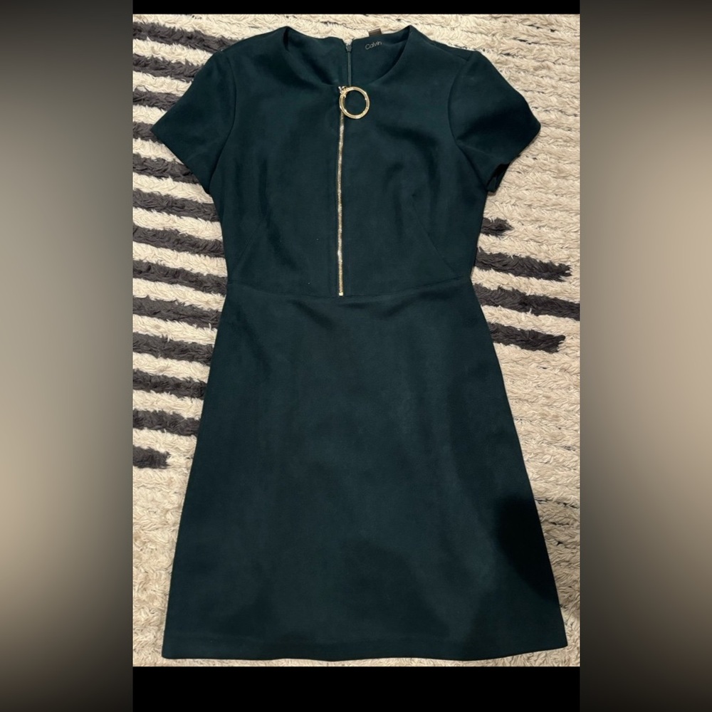 Calvin Klein faux suede dress green